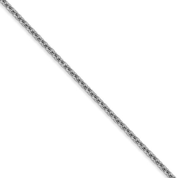1.8mm 14k White Gold Polished Round Cable Chain Necklace 20 Inch